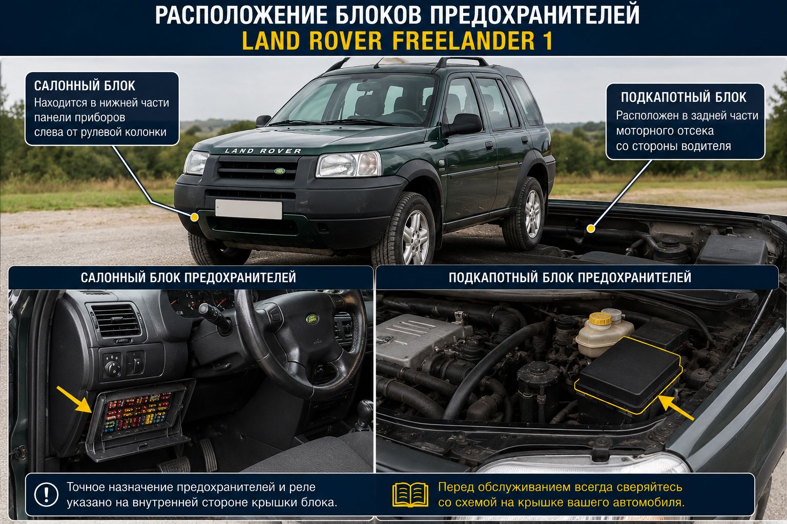 Где находятся предохранители Freelander 1