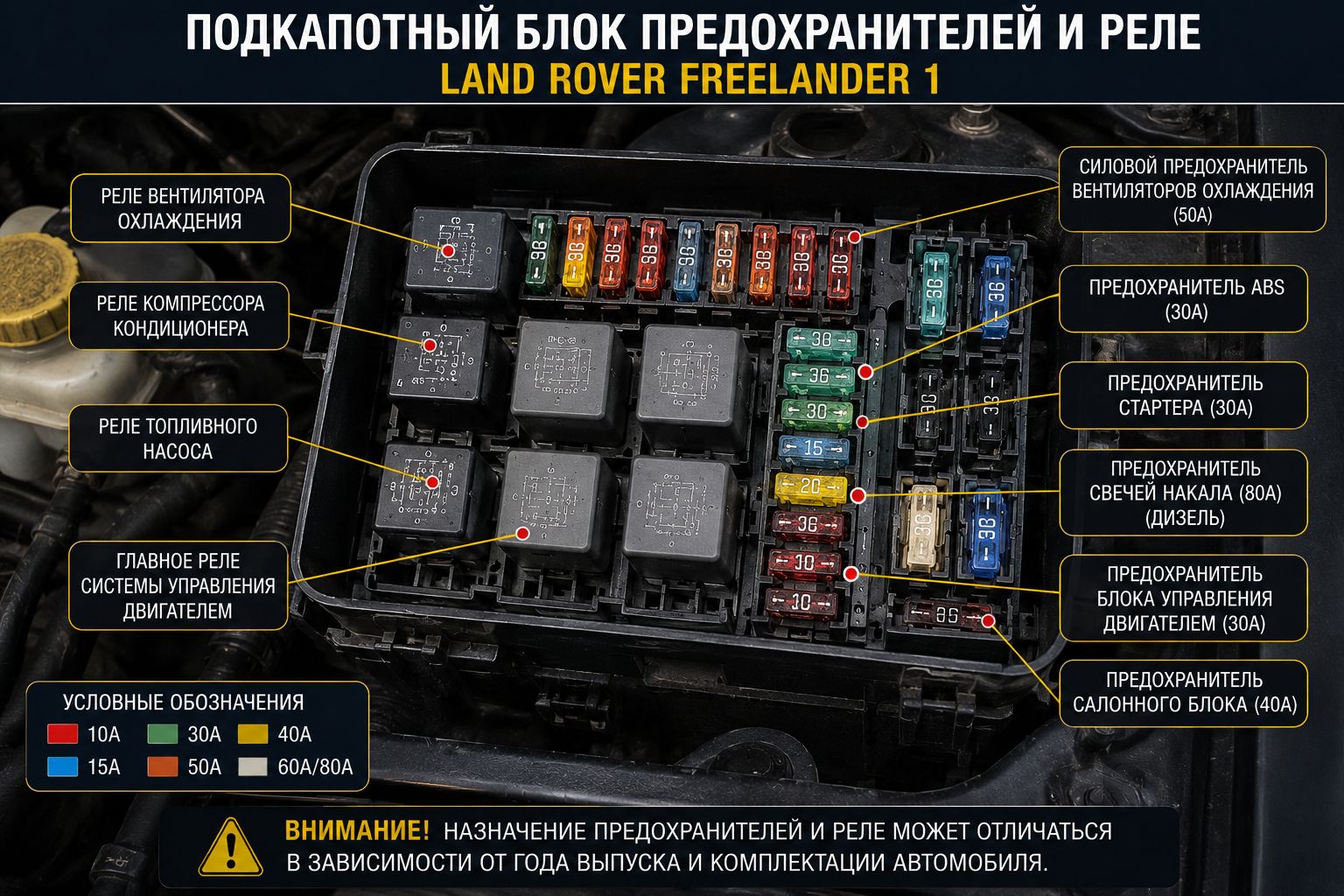 Где находятся предохранители Freelander 1
