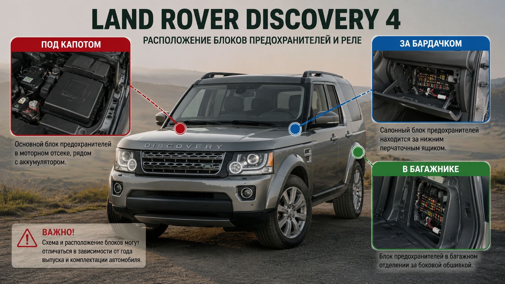 Где находятся предохранители Land Rover Discovery 4 и за что они отвечают